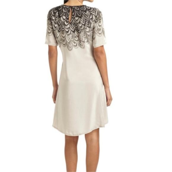 BCBGMaxAzria Tina Silk Feather Print Shirt Dress Medium - Picture 8 of 9